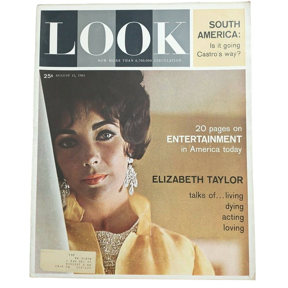 Look Magazine August 15 1961 Elizabeth Taylor Fidel Castro